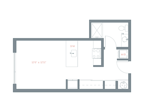 Floor plan for studio, 1 bath, 440 sqft